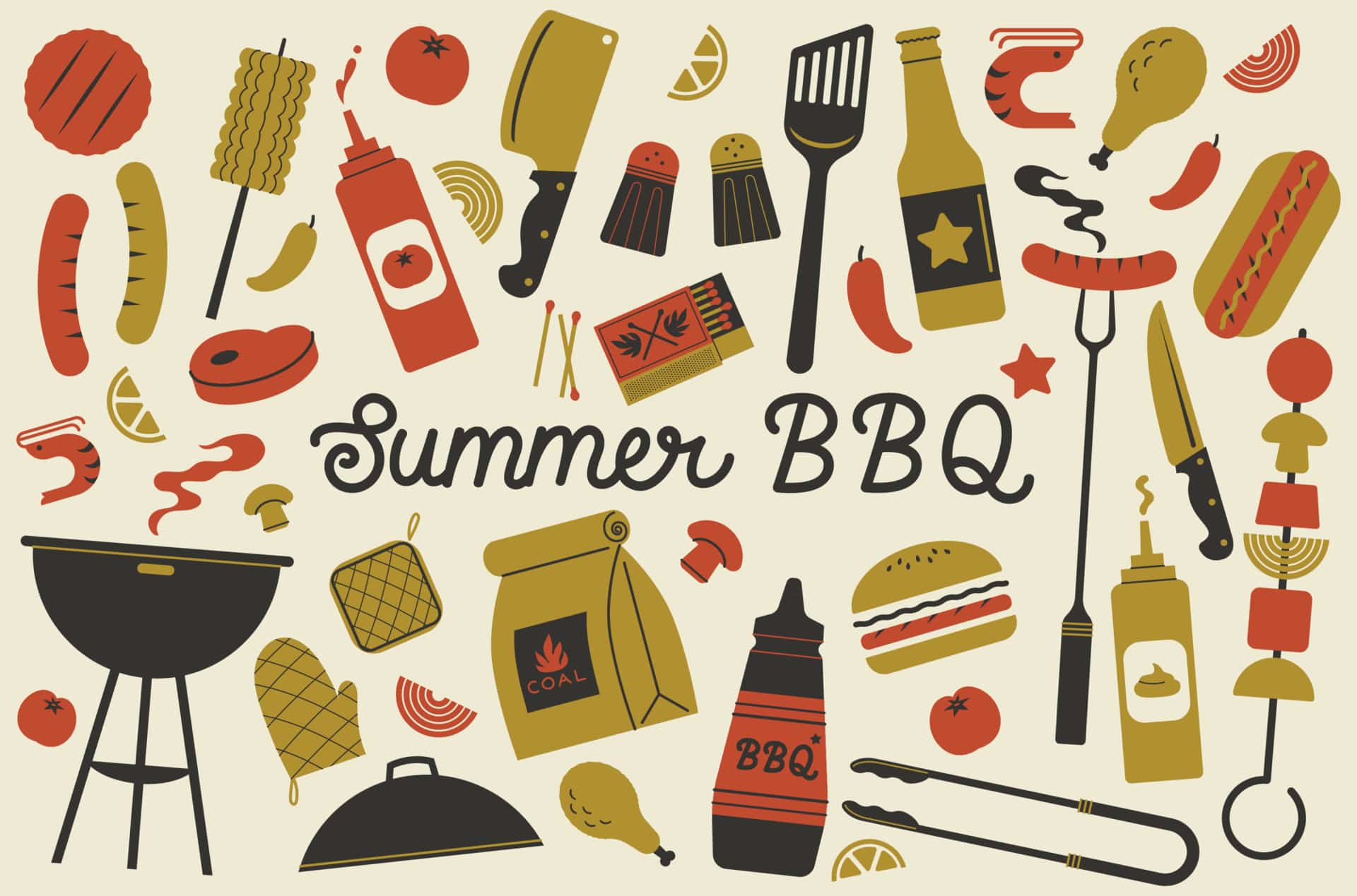 summer-bbq-set-free-vector Summer BBQ graphic