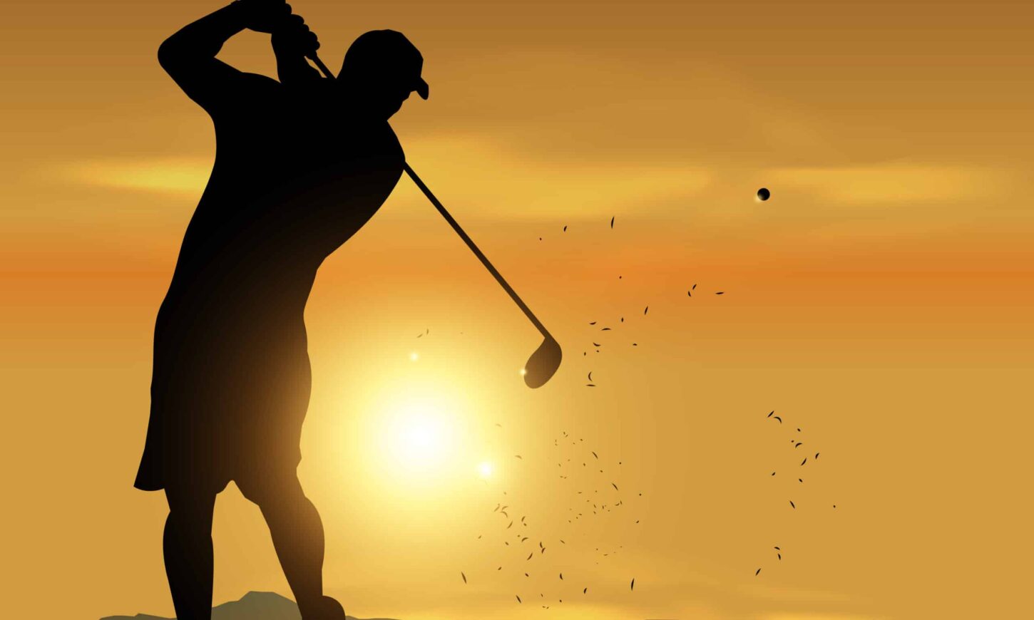 Golfer silhouette at sunset